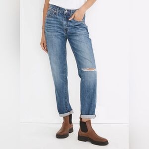 Madewell Slouchy Boyjean Rips Euc Like New 27 Boyfriend Jeans Blue